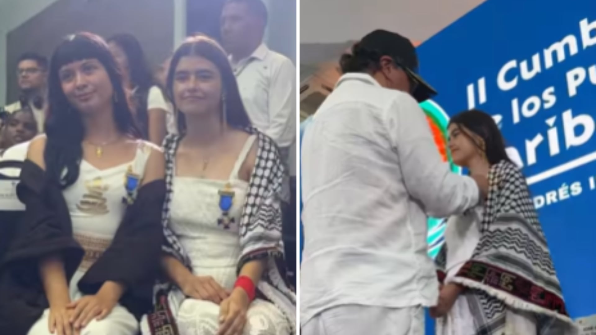 El expresidente Gustavo Petro otorgó la Orden de Boyacá a las activistas en reconocimiento a su labor en la flotilla Global Sumud.- crédito Presidencia de la República de Colombia/Facebook