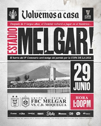 Melgar recibirá a CD Moquegua por la última fecha de la Copa de la Liga 2026. Crédito: Instagram Melgar.