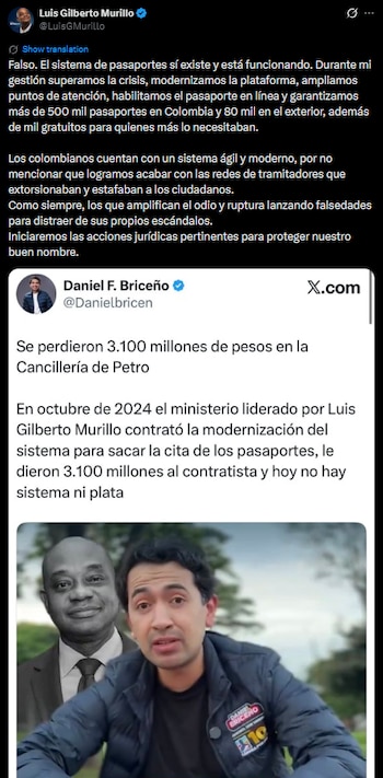 Luis Gilberto Murillo negó irregularidades