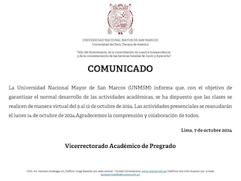 La casa de estudios acordó en priorizar las clases virtuales - Créditos: UNMSM.
