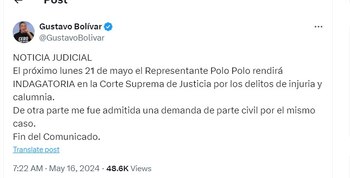 Gustavo Bolívar dijo que también