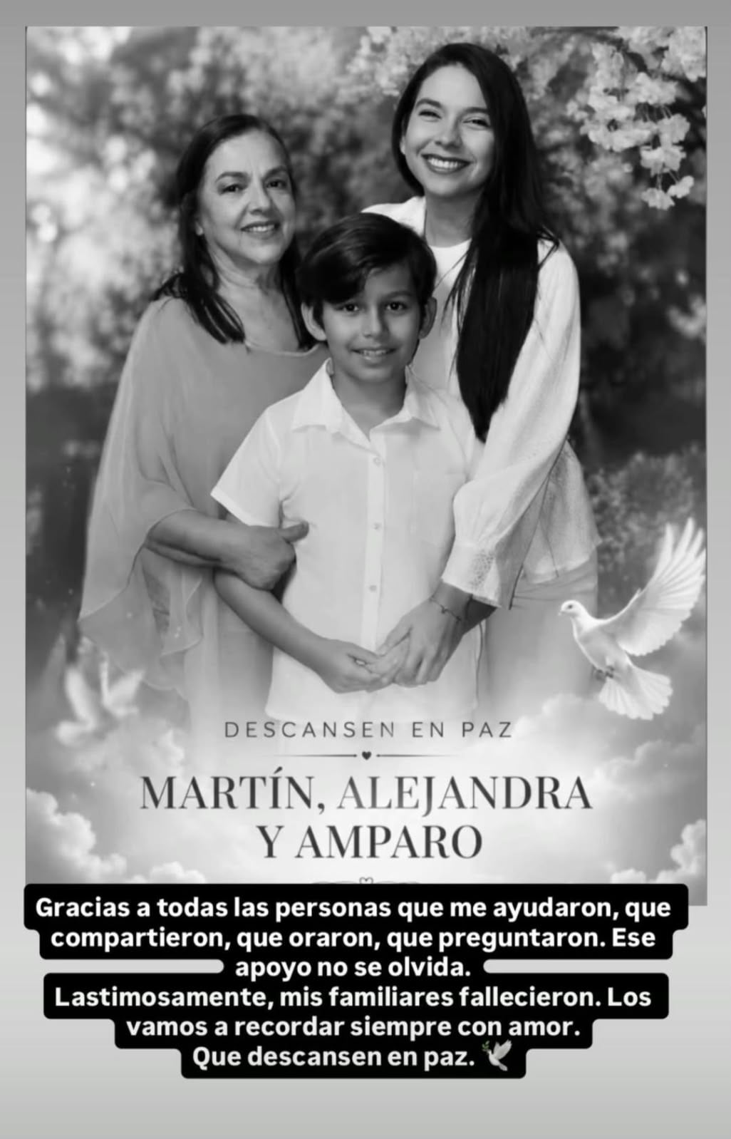Último mensaje que puso el narrador en su cuenta de Instagram por la muerte de sus seres queridos - crédito @elcantantedelgol / Instagram