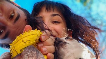 Flor Torrente, su novio y