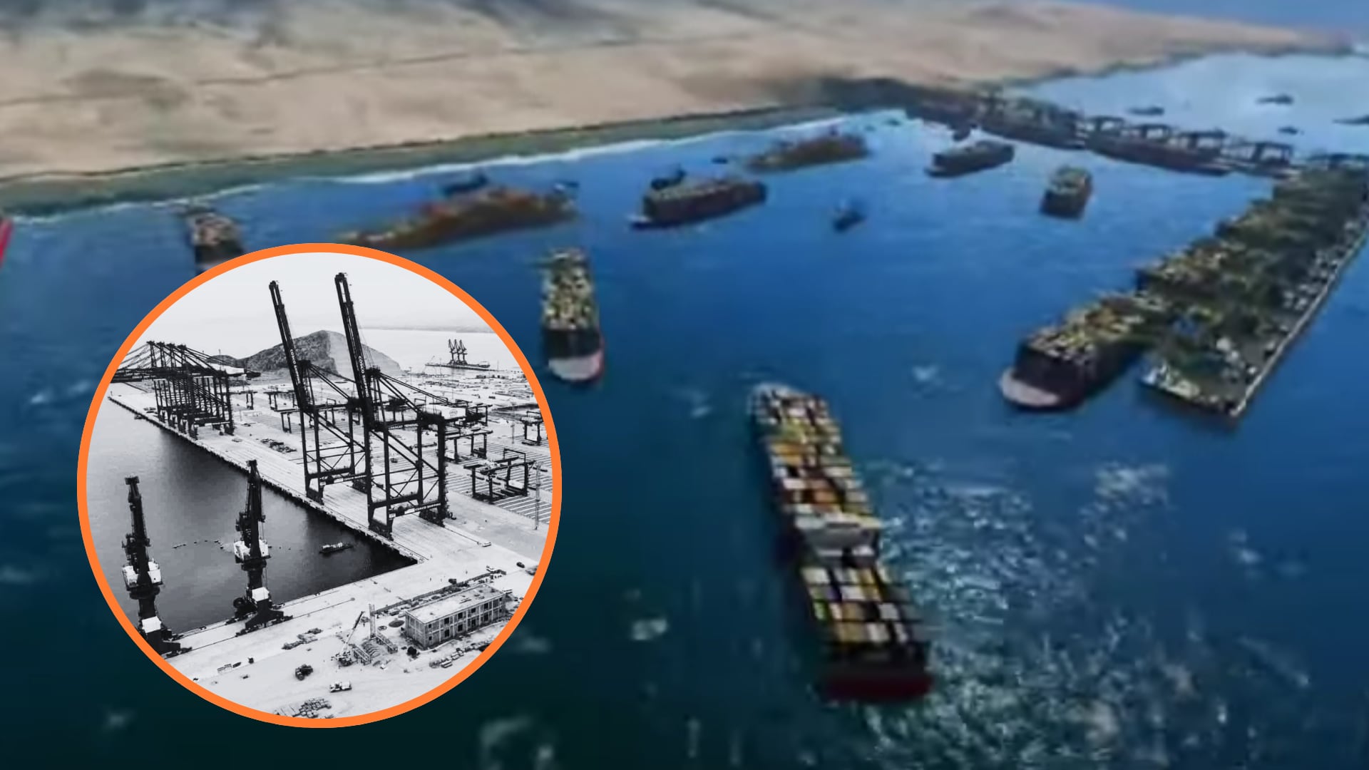 Puerto Corío podría desplazar al Megapuerto de Chancay y convertirse en el principal terminar portuario de los países del sur. (Fotocomposición Infobae Perú/Foto: TV Perú/Andina)