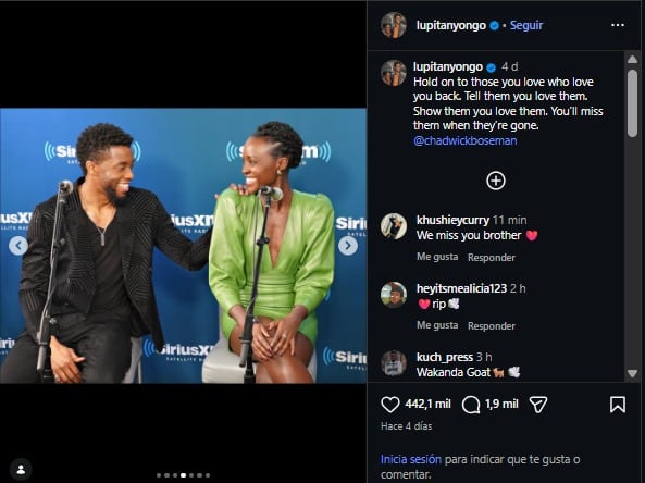 Lupita Nyong’o reflexionó sobre la muerte en una publicación dedicada a Chadwick Boseman.