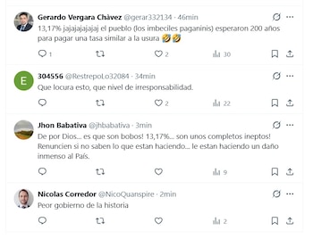 La emisión de la nueva deuda llevó a decir a muchos usuarios de X que el Gobierno Petro es el peor de la historia - crédito @Gerar332134/X