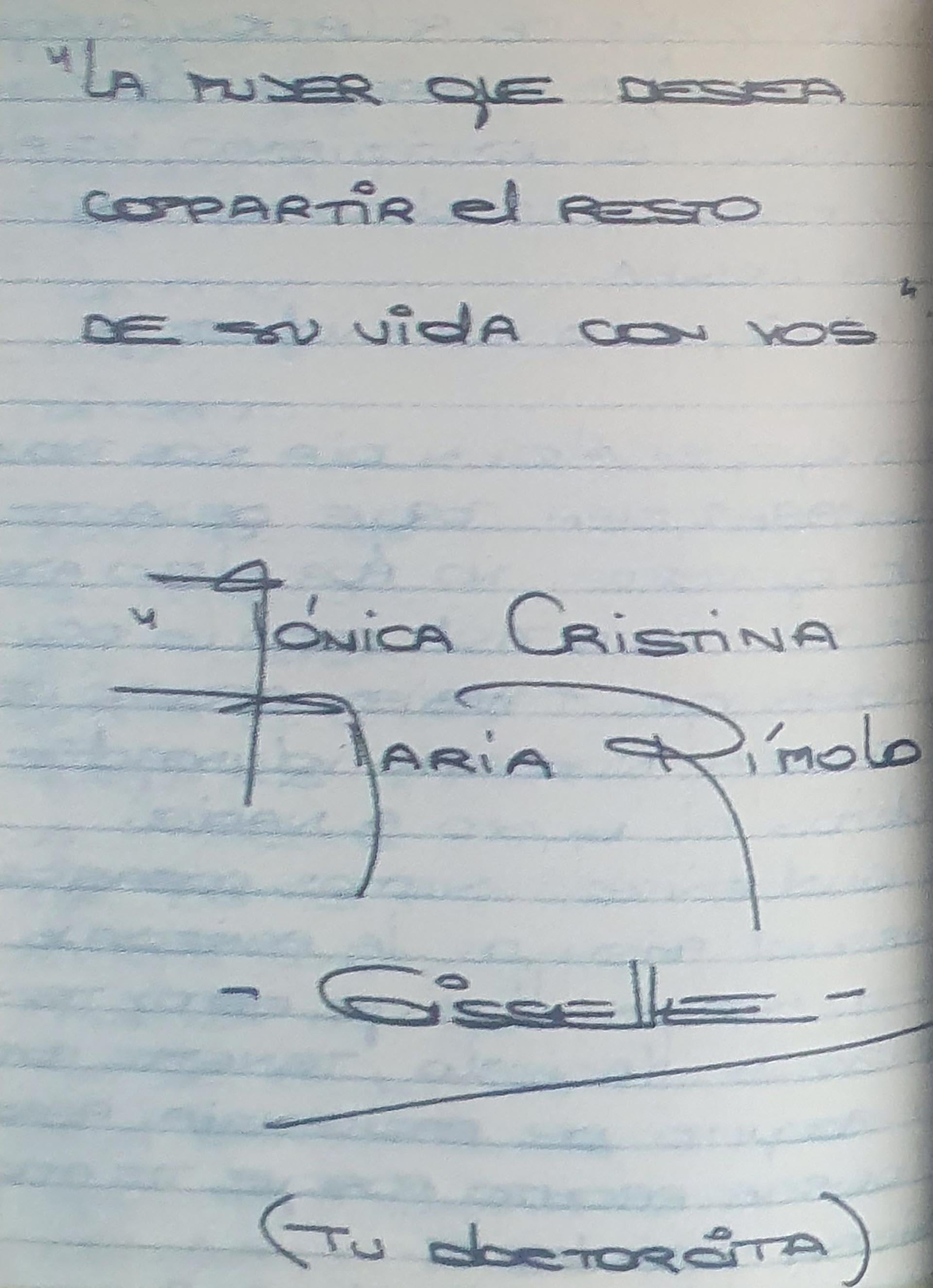 Una de las cartas de amor que Giselle le escribió a Silvio Soldán