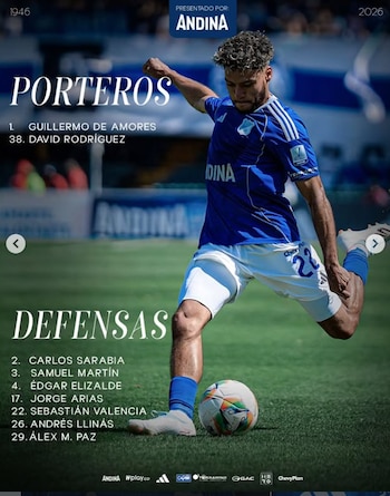 Estos son los convocados por el director técnico Fabián Bustos para que Millonarios enfrente al Deportes Tolima - @millonarios/Instagram