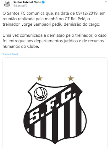El comunicado del Santos sobre la renuncia de Sampaoli