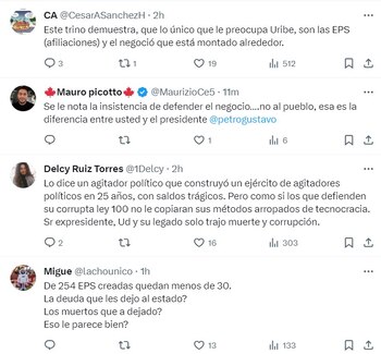 Respuestas al trino del expresidente Álvaro Uribe