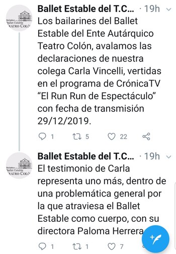 El comunicado del Ballet Estable