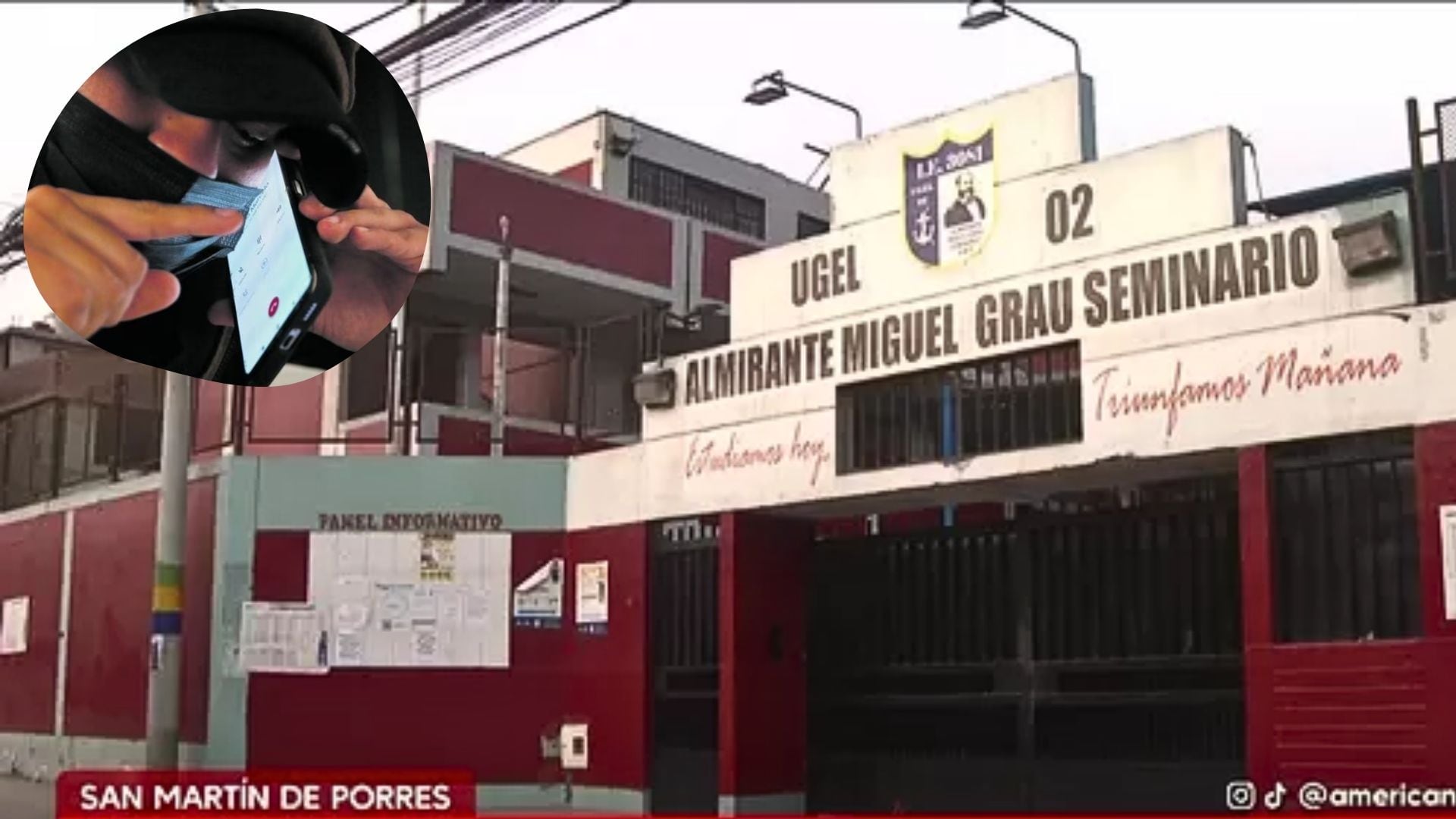 Un extorsionador envía mensajes amenazantes a la dirección del colegio estatal Almirante Miguel Grau Seminario en San Martín de Porres. (América Noticias)