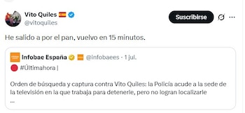 Mensaje de Vito Quiles en X.