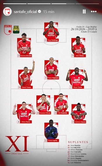 Once titular de Independiente Santa Fe para enfrentar a Atlético Bucaramanga - crédito Santa Fe