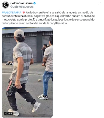 Hombre fue agredido tras ser señalado de hurto en el sur de Pereira - crédito @ColombiaOscura/X