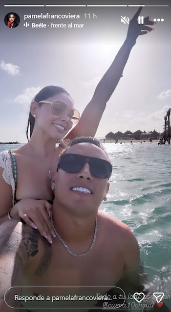 Pamela Franco y Cueva reaparecen desde el Caribe con romántico mensaje a horas de la boda de Karla y Domínguez. Captura: Instagram.