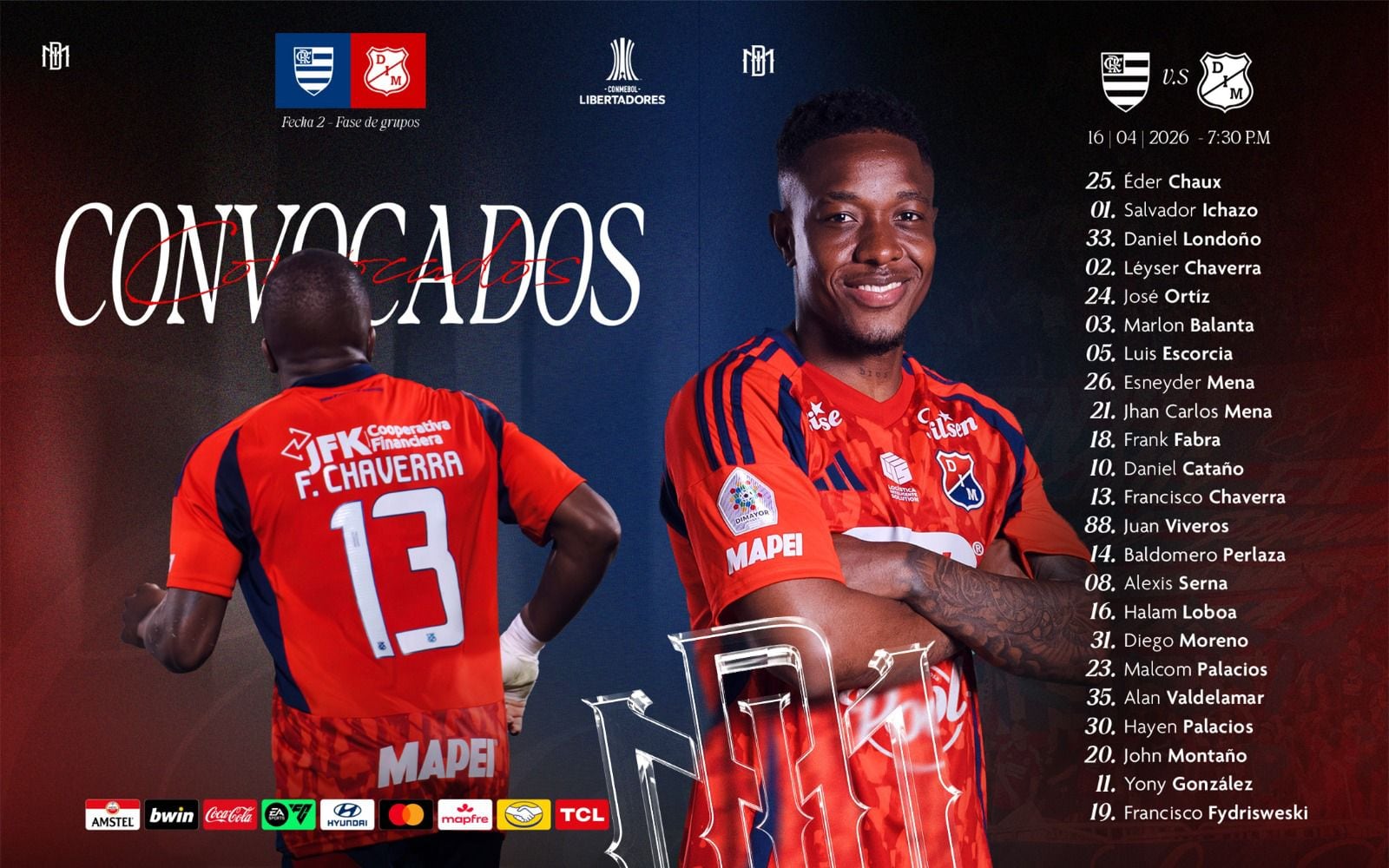 El grupo de jugadores que tendrá Alejandro Restrepo en su visita al estadio Maracaná-crédito Jefatura de Prensa Independiente Medellín