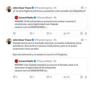 Julio César Triana y sus críticas a Iván Cepeda