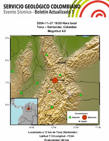 Este ha sido el temblor más alto de la jornada - crédito SGC