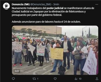 Trabajadores de PJF protestan frente