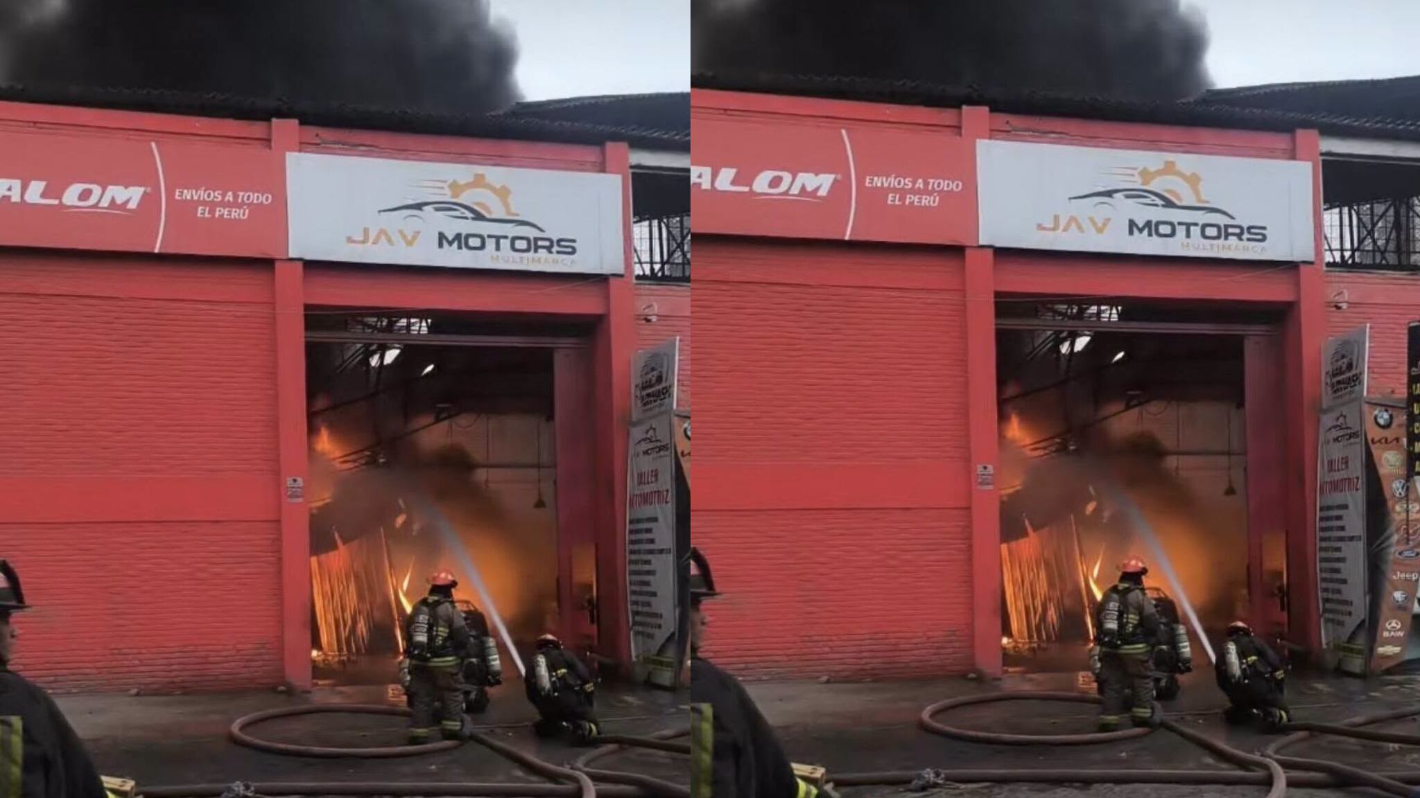 Fuego se extendió a taller automotriz| América Noticias