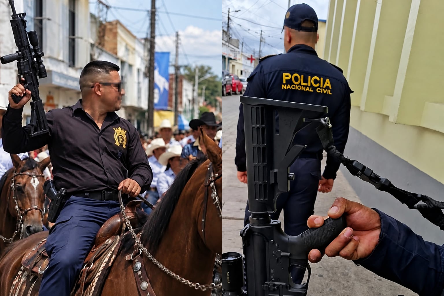 Agentes de la Policía Nacional Civil efectúan tareas de patrullaje e inspección en la vía pública con armas de fuego. (Imagen Ilustrativa Infobae)