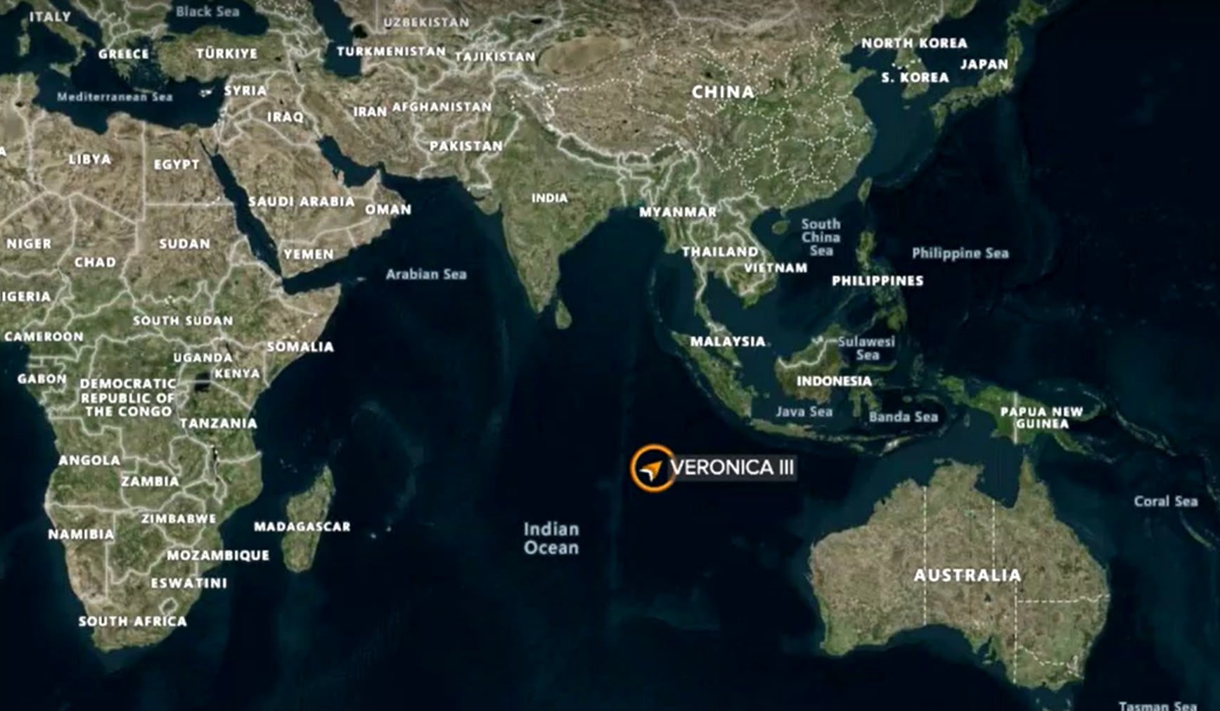 Analistas de datos de LSEG Vessel Tracker confirmaron la posición más reciente del buque en el Océano Índico . (LSEG)