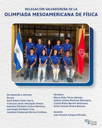 El Salvador sumó siete medallas y dos menciones honoríficas en la IX Olimpiada Mesoamericana de Física 2026. (Foto cortesía Programa Jóvenes Talento de El Salvador)
