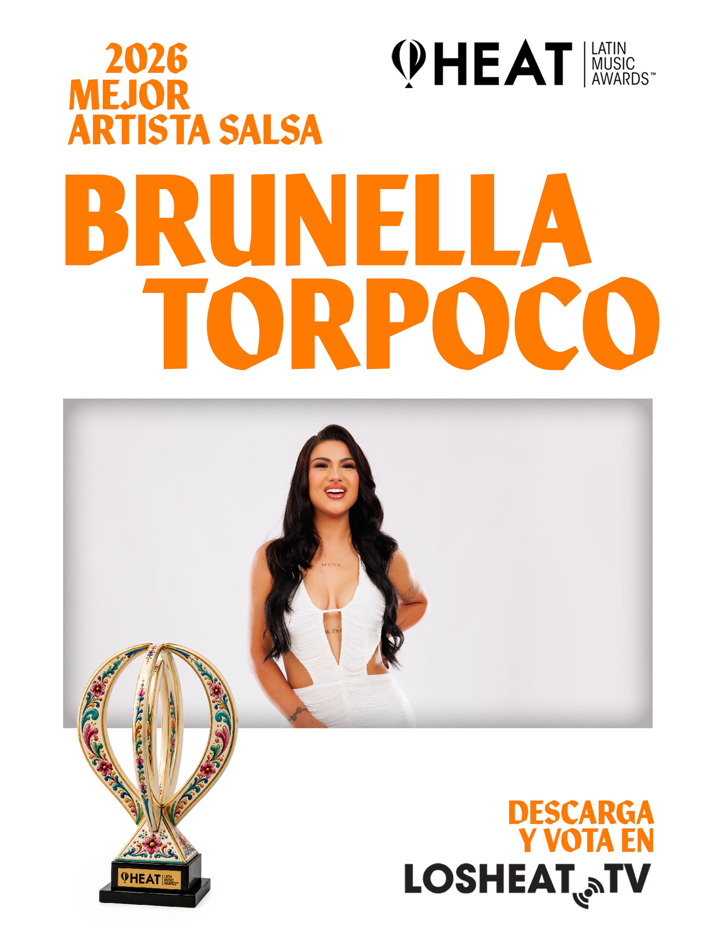 Brunella Torpoco competirá con Marc Anthony, Gilberto Santa Rosa y Víctor Manuelle en la categoría Mejor Artista Salsa.