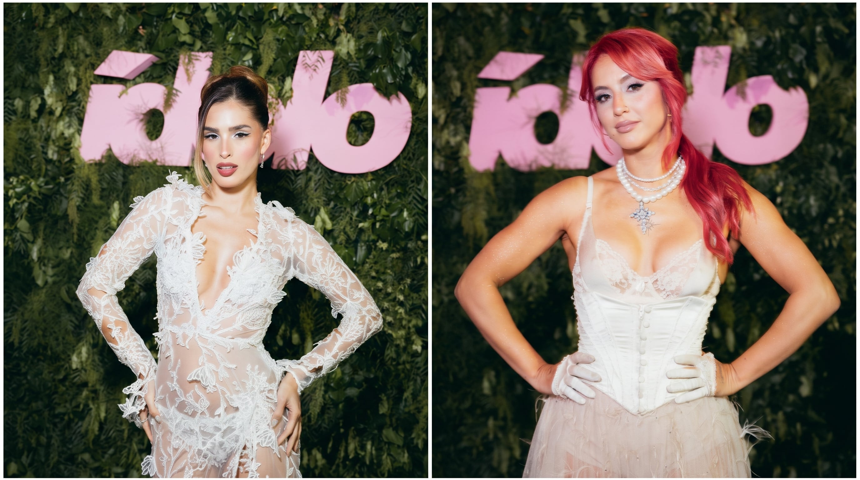 El encaje apareció como superficie total, capa sobre el cuerpo y detalle integrado a vestidos con plumas