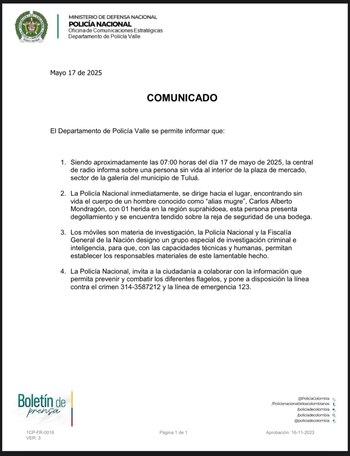 Este fue el comunicado que