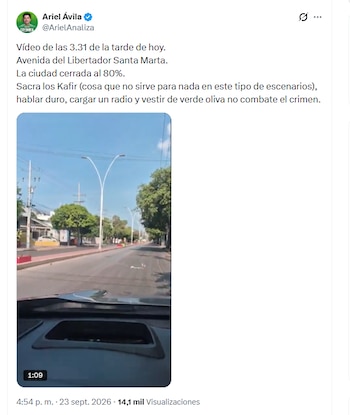 El congresista Ariel Ávila se refirió a la militarización de Santa Marta - crédito @ArielAnaliza/X