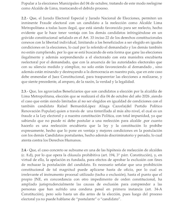 Página de un documento con texto impreso en español distribuido en párrafos numerados sobre un proceso electoral municipal