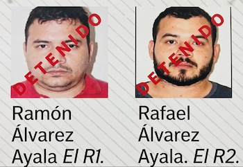 Fotografía antigua de los hermanos Álvarez Ayala tras una detención en el año 2012. El R1 ya fue recapturado y el R2 está prófugo. (Crédito: especial)