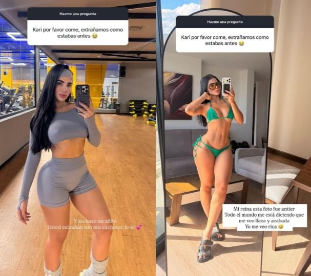 En la dinámica de preguntas y respuestas, hubo inquietudes de varios seguidores ligadas a su actual figura - crédito @karinagarciaoficiall/Instagram