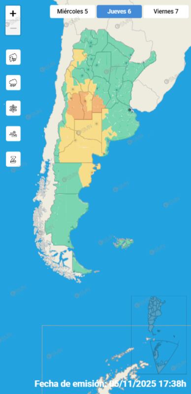 El fenómeno de ciclogénesis provocará un descenso abrupto de temperaturas y lluvias intensas en varias provincias argentinas