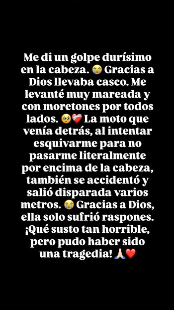 “Qué susto tan horrible, pero pudo haber sido una tragedia”, afirmó la hermana de los Cossio - crédito @gisela.mc/ Instagram