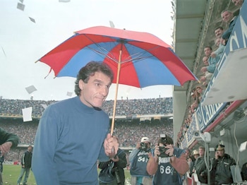 Oscar Ruggeri en un Boca-San Lorenzo