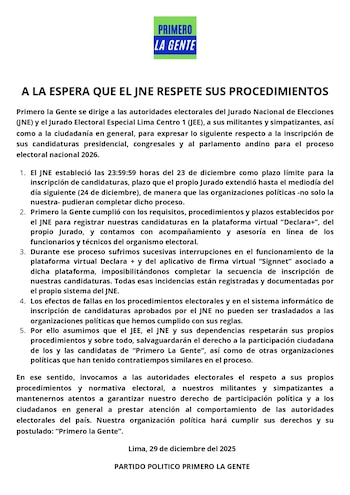 Primero la Gente acusa al