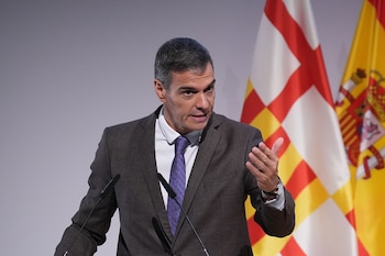 El presidente del Gobierno, Pedro Sánchez, durante la presentación del informe 'Vidas Futuras', en el Disseny Hub Barcelona. David Zorrakino / Europa Press
