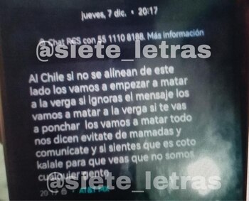 Mensaje que habría sido enviado