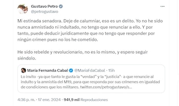 Gustavo Petro le responde a María Fernanda Cabal - crédito @petrogustavo