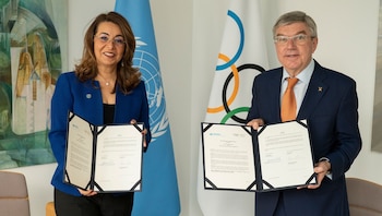 Ghada Kaly and Thomas Bach
