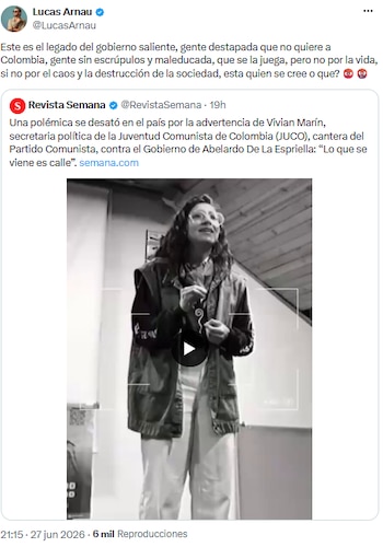 Lucas Arnau ataca o legado do governo cessante e critica divisões sociais - crédito @LucasArnau/X