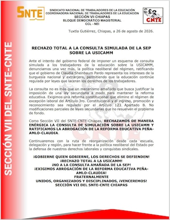 CNTE rechaza consulta sobre la USICAMM. (Foto: especial)