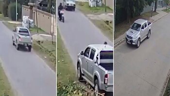 La camioneta Hilux Gris frenó