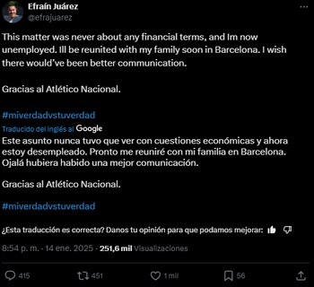 Efraín Juárez llegó a la