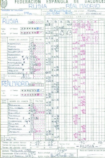 El acta del partido en