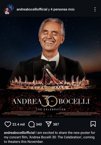 Andrea Bocelli presentará la película