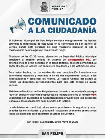Comunicado del gobierno municipal. (Captura